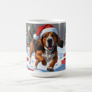 Treeing Walker Coonhound Snow with Christmas Hat Coffee Mug