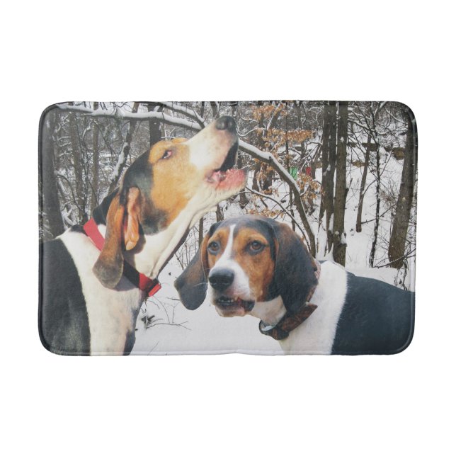 Treeing Walker Coonhound Snowy Woods Bath Mat (Front)
