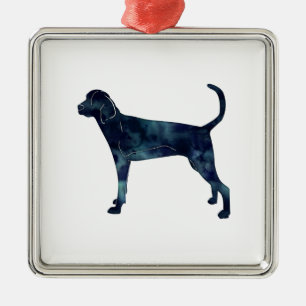 Treeing Walker Coonhound Watercolor Silhouette Metal Tree Decoration