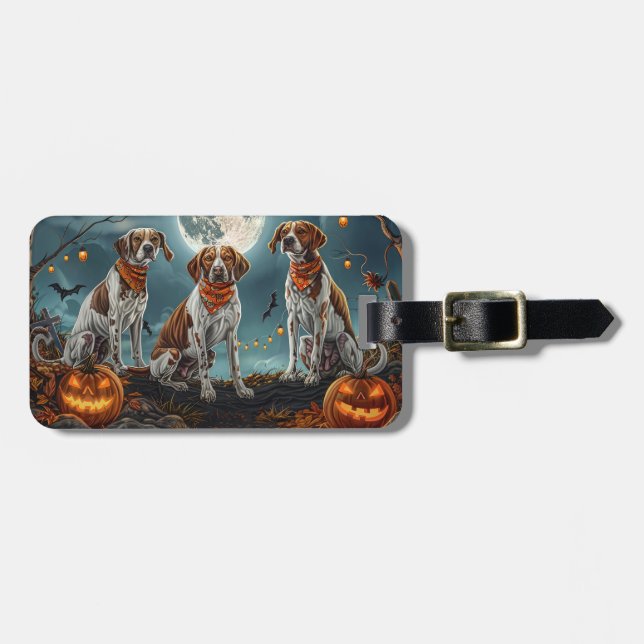 Treeing Walker Halloween Spooky Luggage Tag (Front Horizontal)