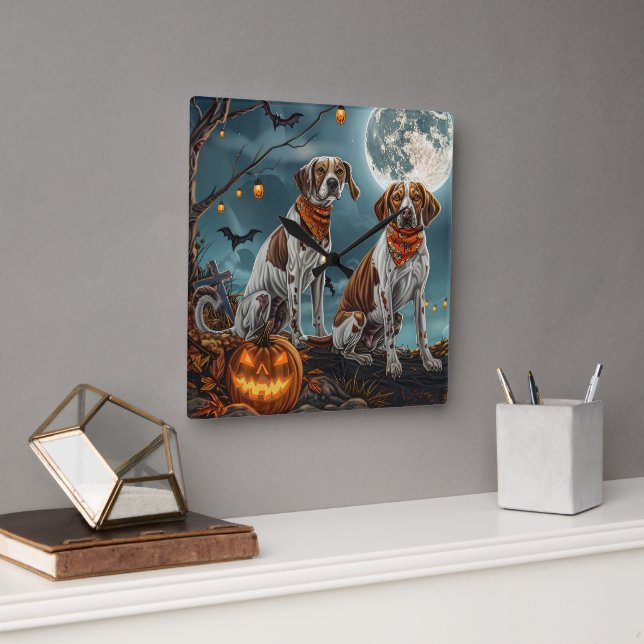 Treeing Walker Halloween Spooky Square Wall Clock (Office)
