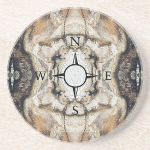Treemo All Natural Wood Compass Pattern Coaster