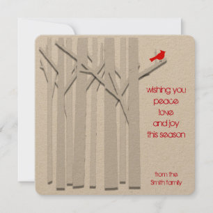 Trees and Cardinal Eco-Friendly Flat Kraft Card
