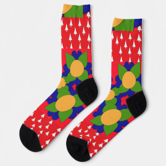 Trees And Flowers Holiday Red  Socks