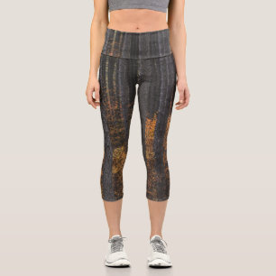 Trees and gold autumn foliage capri leggings