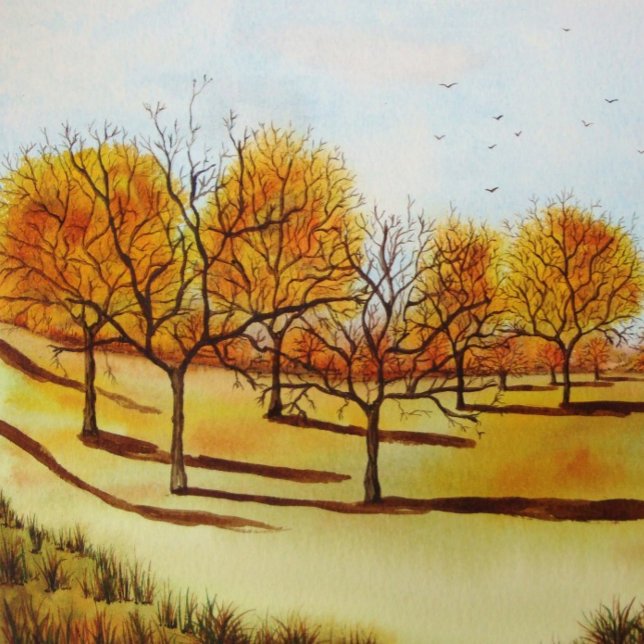 trees and long shadows senic autumn landscape cushion (Creator Uploaded)