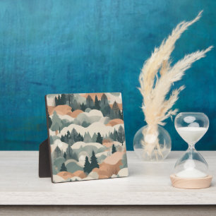 Trees and Mountains Boho Abstract Design Plaque