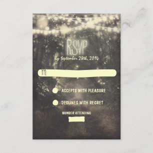 Trees and night lights wedding RSVP cards