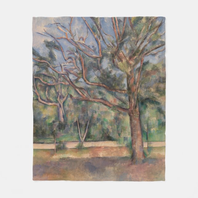 Trees and Road, Post Impressionist Landscape Fleece Blanket (Front)