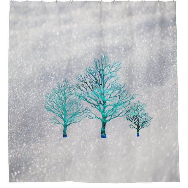 Trees and Snow Crystals Shower Curtain (Front)