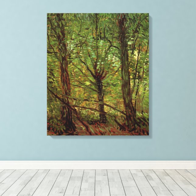 Trees and Undergrowth by Vincent van Gogh Canvas Print (Insitu(Wood Floor))