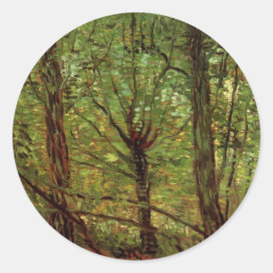 Trees and Undergrowth by Vincent van Gogh Classic Round Sticker