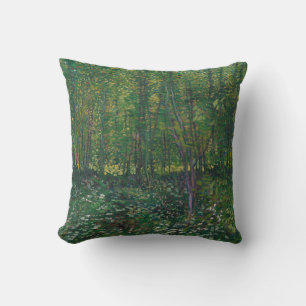 Trees and Undergrowth by Vincent Van Gogh Cushion