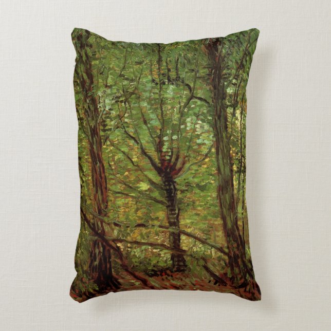 Trees and Undergrowth by Vincent van Gogh Decorative Cushion (Front(Vertical))