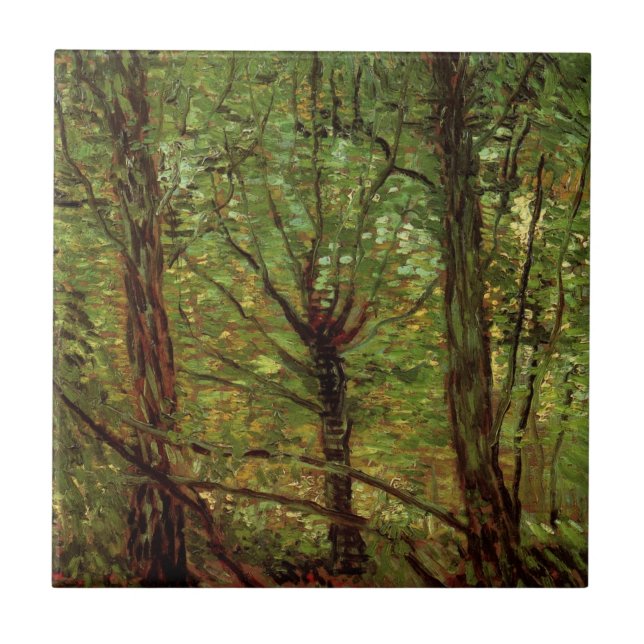 Trees and Undergrowth by Vincent van Gogh Tile (Front)