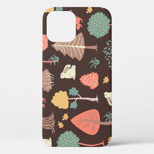 Trees Animals: Hand-Drawn Nature Scene. Case-Mate iPhone Case (Back)