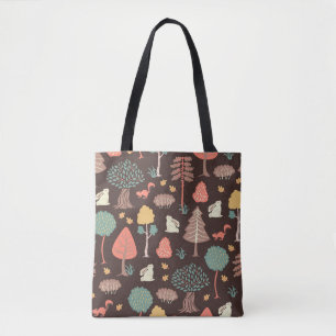 Trees Animals: Hand-Drawn Nature Scene. Tote Bag
