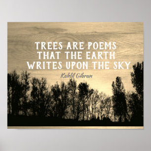 Trees Art Poems literary Kahlil Gibran quote sepia Poster