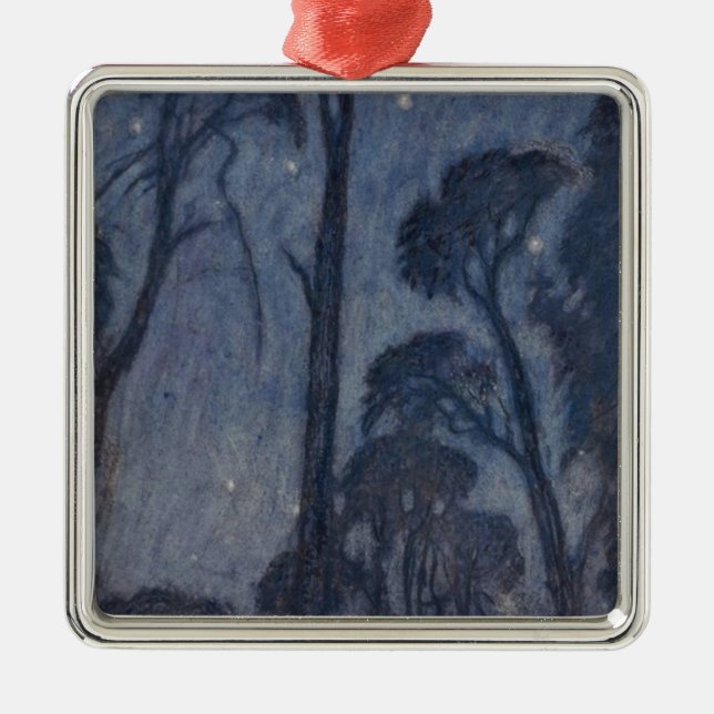 Trees at Twilight (by Edward Robert Hughes) Metal Tree Decoration (Front)