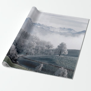 TREES BESIDE SNOW CAPPED MOUNTAIN DURING DAYTIME WRAPPING PAPER