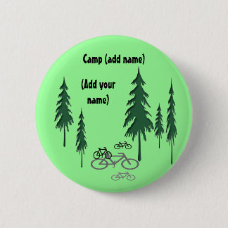 trees, bicycles, (Add yourname), Camp (add name) 6 Cm Round Badge