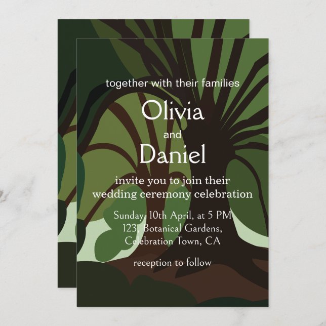 Trees Botanical Nature Destination Wedding Invitation (Front/Back)