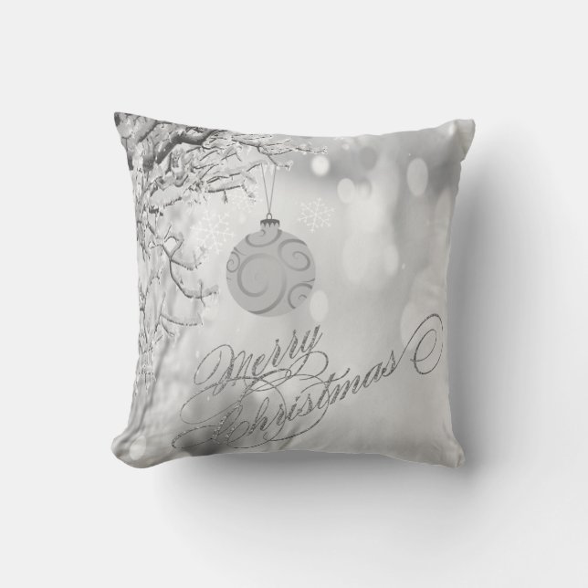 Trees Branches , Merry Christmas Cushion (Front)