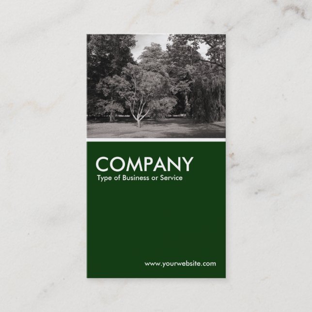 Trees, Bute Park - Warm BW - Dark Green Business Card (Front)