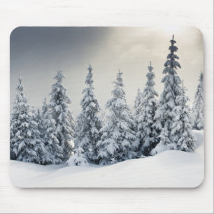 Trees Covered With Hoarfrost And Snow Mouse Mat