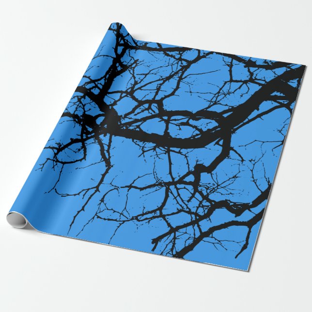 Tree's dark branches wrapping paper (Unrolled)
