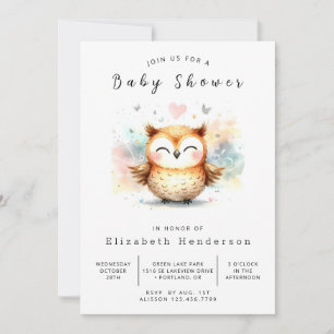 Trees Digital Owl Baby Shower Invitation