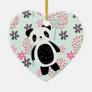 Trees, Flowers, and Panda Bears Ceramic Tree Decoration