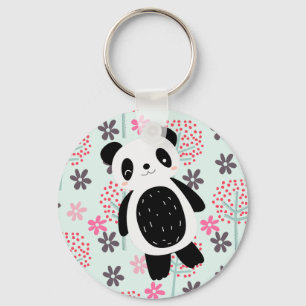 Trees, Flowers, and Panda Bears Key Ring