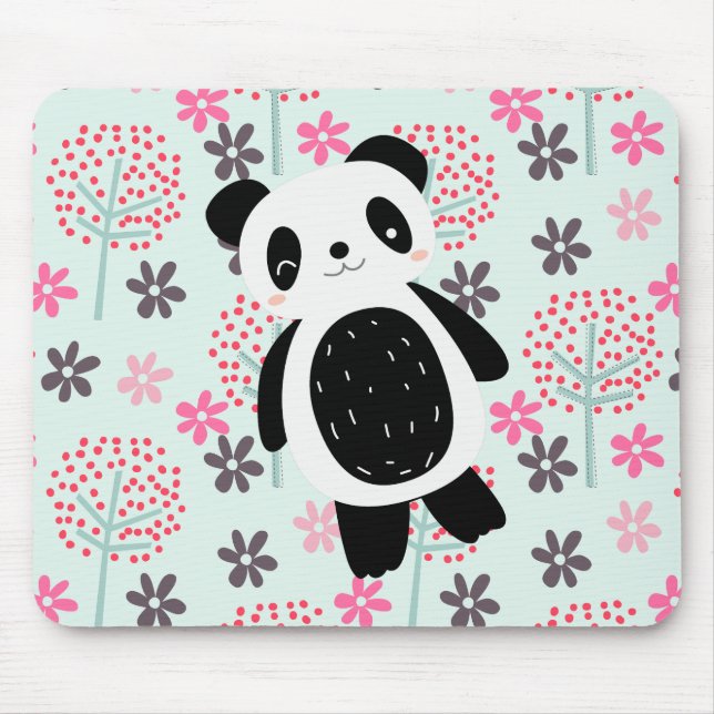 Trees, Flowers, and Panda Bears Mouse Mat (Front)