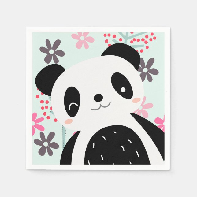 Trees, Flowers, and Panda Bears Napkin (Front)