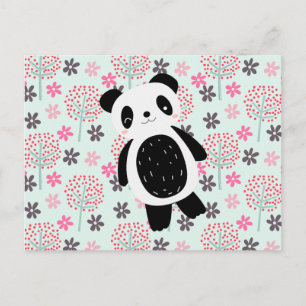 Trees, Flowers, and Panda Bears Postcard