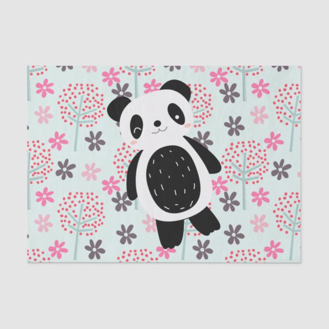 Trees, Flowers, and Panda Bears Tissue Paper (Front)