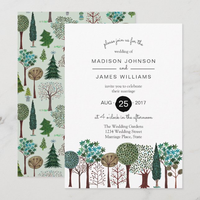 Trees Forest Garden Woodland Wedding | Invitation (Front/Back)