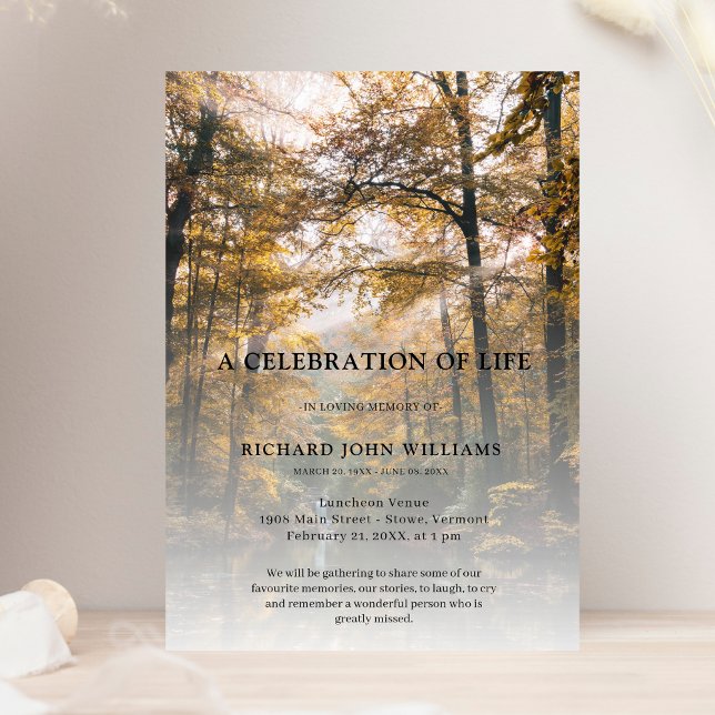 Trees Forest Nature Celebration of Life Funeral Invitation (Creator Uploaded)