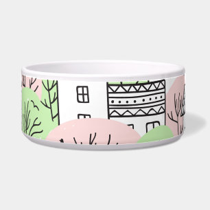 Trees, houses, spring city landscape