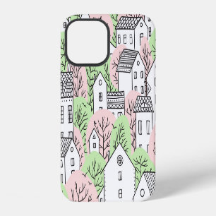 Trees, houses, spring city landscape iPhone 12 case