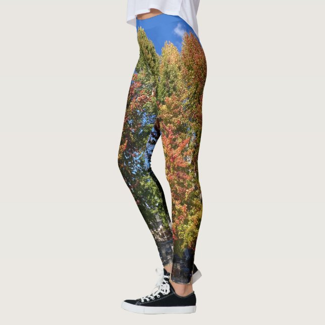 Trees in fall colours on your legs for all to enjo leggings (Left)