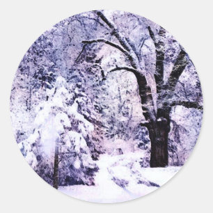 Trees in Snow Classic Round Sticker