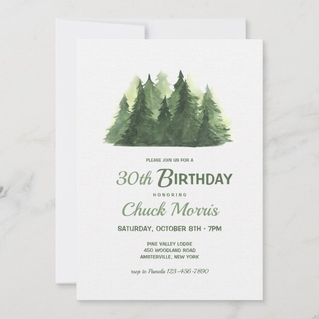 Trees in the Forest Birthday Invitation (Front)