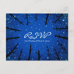 Trees In the Night Sky Rustic Wedding RSVP Card