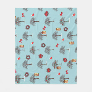 Trees in winter and Christmas decorations Fleece Blanket