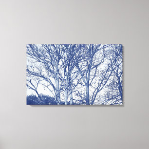 Trees in Winter - Cyanotype Effect Canvas Print