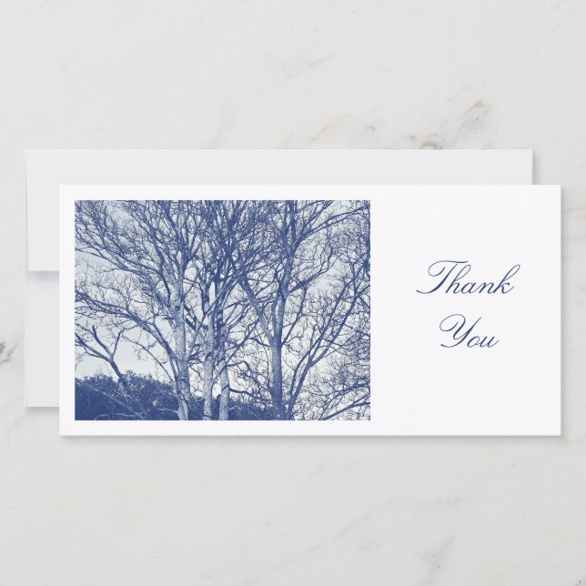 Trees in Winter - Cyanotype Effect - Thank You Card (Front)