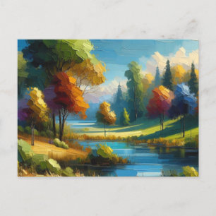Trees Lake in Landscape, Postcard