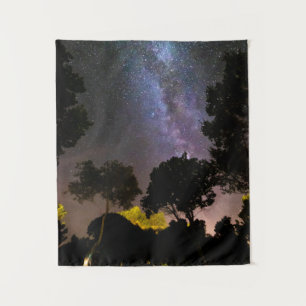 Trees landscape with milky way tapestry